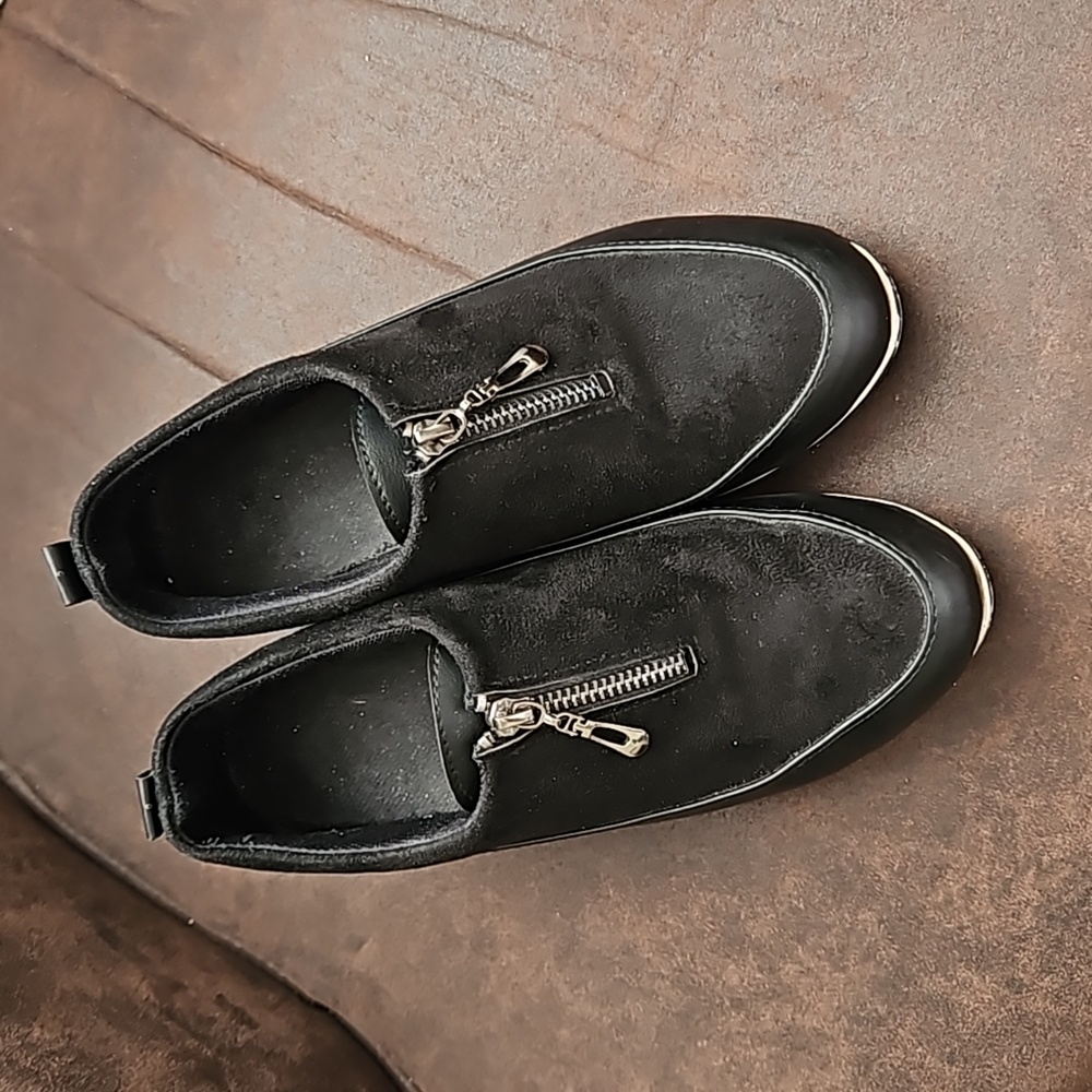RPM Italian Brand Black Leather Suede Sneakers